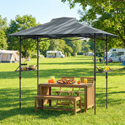 Outsunny - 5 x 8.5 ft Pop Up Grill Gazebo with 2 Shelves, UPF 50+ Outdoor Instant Canopy Portable Shelter with Carry Bag, Dark Grey