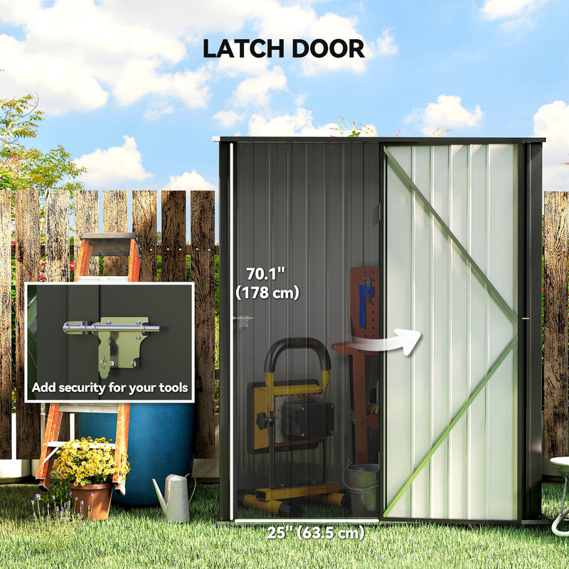 5' x 3' Outdoor Storage Shed, Steel Garden Shed with Single Lockable Door, Tool Storage Shed for Backyard, Black