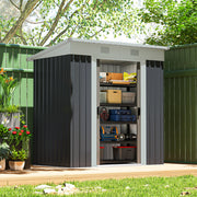 6' x 4' Outdoor Storage Shed, Metal Garden Tool Storage House Organizer with Lockable Sliding Doors and Vents for Backyard Patio Lawn, Charcoal Grey
