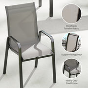 Outsunny - Outdoor Dining Sets for 8 with Stackable Chairs, Patio Dining Set with Glass Top Table for Garden, Patio, Backyard, Dark Grey