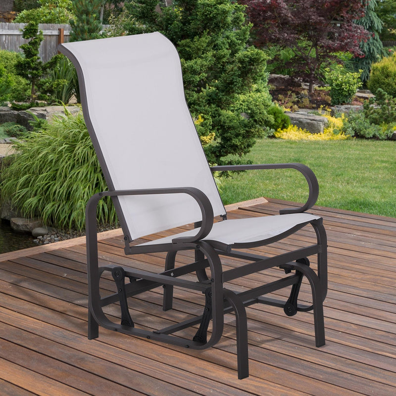 Outsunny - Outdoor Mesh Glider Swing Chair Patio Garden Rocking Gliding Seat Yard Porch Furniture, Brown Beige