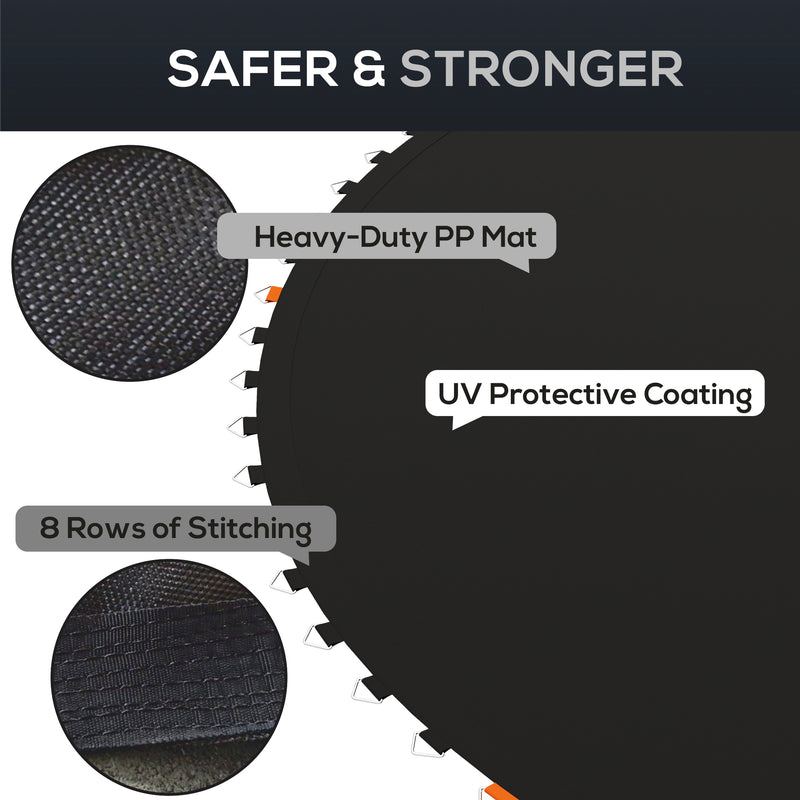Soozier Trampoline Mat Replacement with Spring Pull Tool and 72 V-Hooks, Fits 12ft Trampoline, Using 5.5" Springs, Black