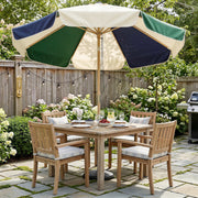 7.4 ft Patio Umbrella with Wood-Effect Frame, Colour-Blocked UPF 30+ Outdoor Market Table Umbrella Parasol, Dark Green