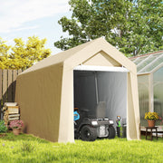 7' x 12' Outdoor Storage Shed Portable Garage with Roll-up Door for Motorcycle, Bike, Garden Tools, Beige