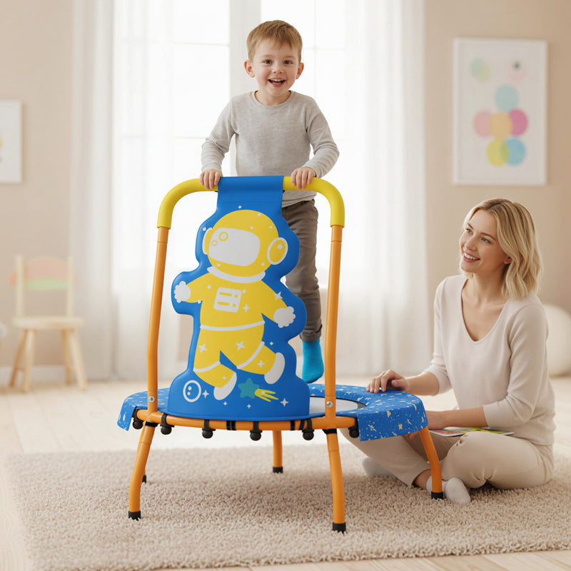 Costway - Mini Trampoline for Toddlers with Foam Padded Handle and Safety Padded Cover-Blue