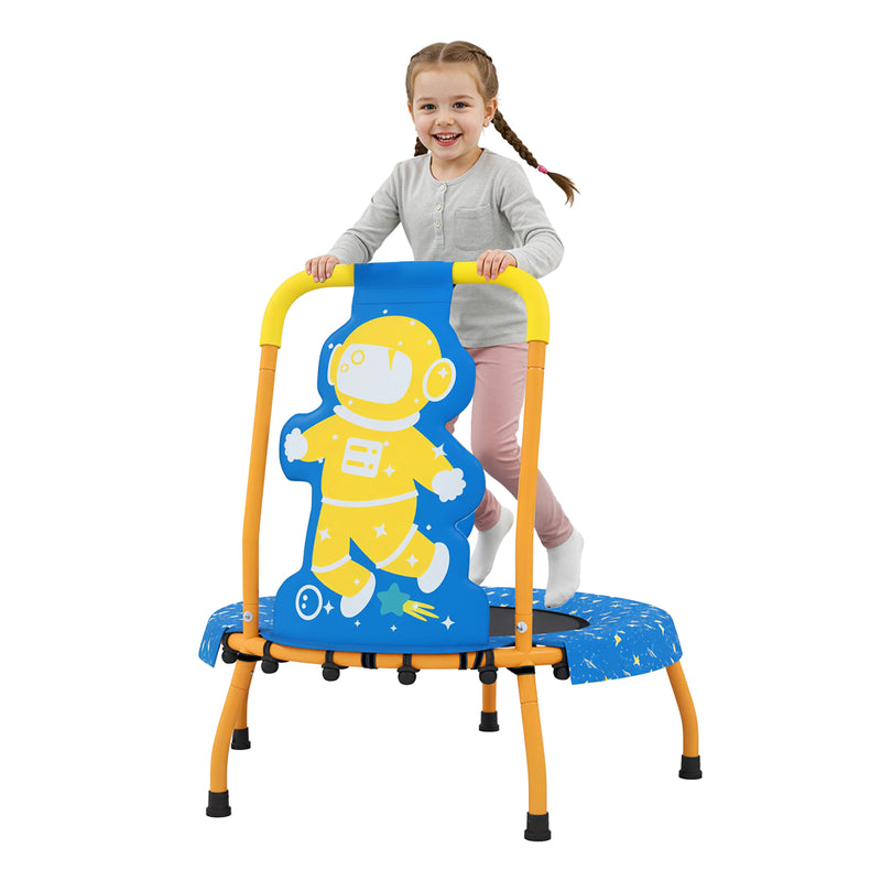 Costway - Mini Trampoline for Toddlers with Foam Padded Handle and Safety Padded Cover-Blue