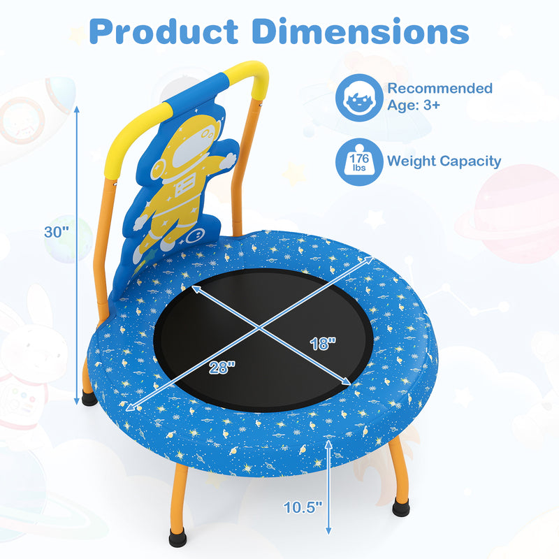 Costway - Mini Trampoline for Toddlers with Foam Padded Handle and Safety Padded Cover-Blue