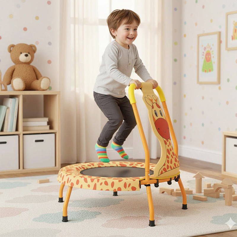 Costway - Mini Trampoline for Toddlers with Foam Padded Handle and Safety Padded Cover-Orange