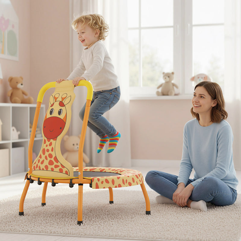 Costway - Mini Trampoline for Toddlers with Foam Padded Handle and Safety Padded Cover-Orange