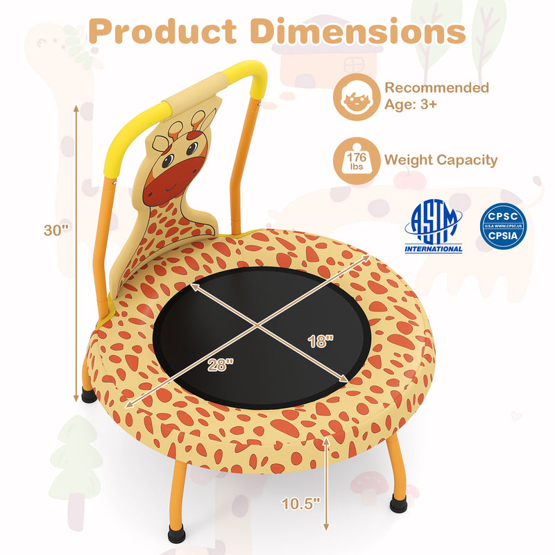 Costway - Mini Trampoline for Toddlers with Foam Padded Handle and Safety Padded Cover-Orange