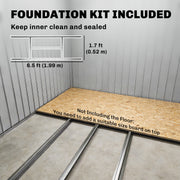 7' x 4' Galvanised Steel Garden Shed, with Foundation Kit - Grey