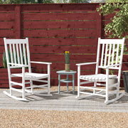 Outsunny - Wooden Patio Rocking Chairs Set of 2, Outdoor Rocker Chairs with Wide Armrests, High Back for Garden, Balcony, White