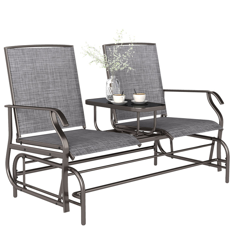 Outsunny - Patio Glider Rocking Chair 2 Person Outdoor Loveseat Rocker Garden Furniture Bench, Grey