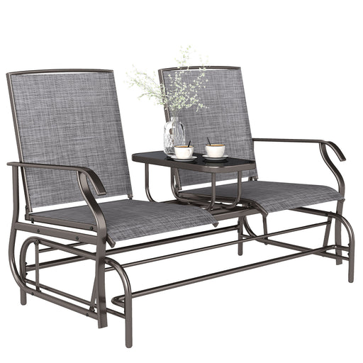 Outsunny - Patio Glider Rocking Chair 2 Person Outdoor Loveseat Rocker Garden Furniture Bench, Grey