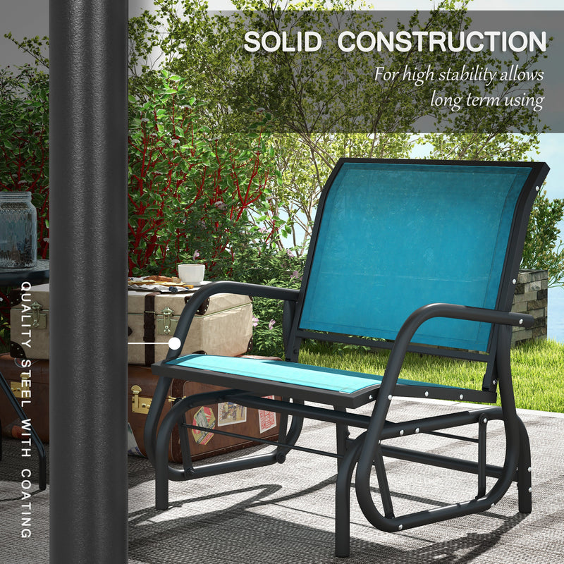 Outsunny - Patio Glider Set of 2 Outdoor Glider Chair with Breathable Mesh Seat & Backrest, Armrests and Metal Frame, Blue