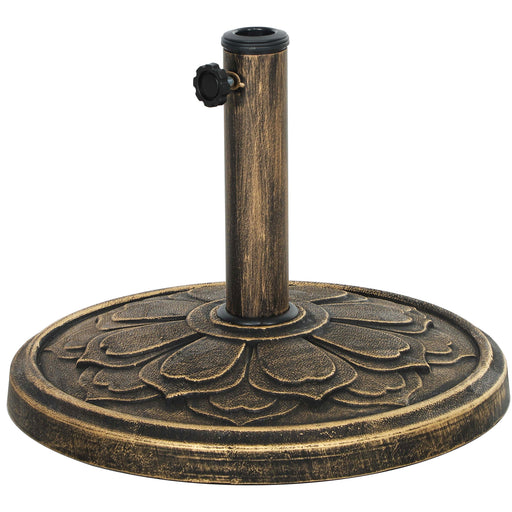 Outsunny - 26 lbs Resin Round Patio Umbrella Base, Umbrella Stand Base, Outdoor Umbrella Stand for 1.3"/1.5"/1.9" Umbrella Poles for Outdoor, Lawn, Poolside, Bronze