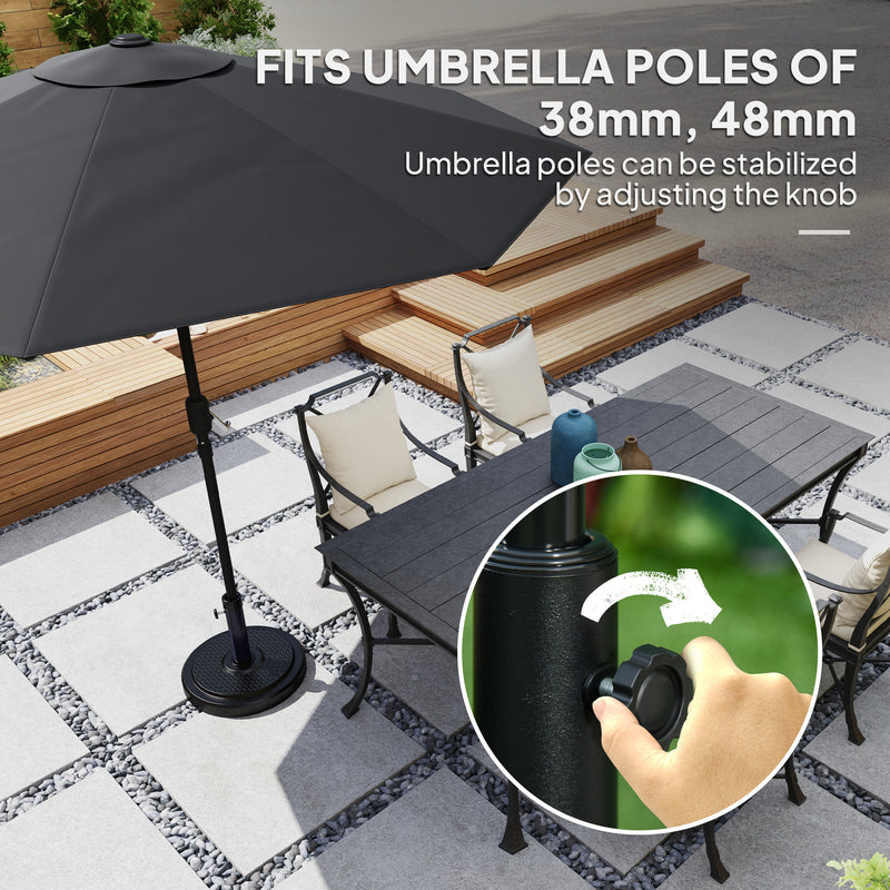 48 lbs Patio Umbrella Base Round HDPE Umbrella Base For 1.5" or 1.9" Outdoor Umbrella Poles Φ18.9" x 15.2" H Black