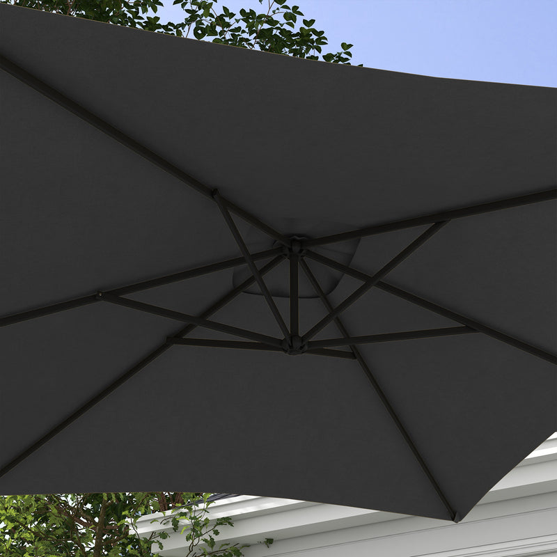 Outsunny - 3(m) Patio Offset Umbrella with Cross Base, Dark Grey — 84D-270V00CG
