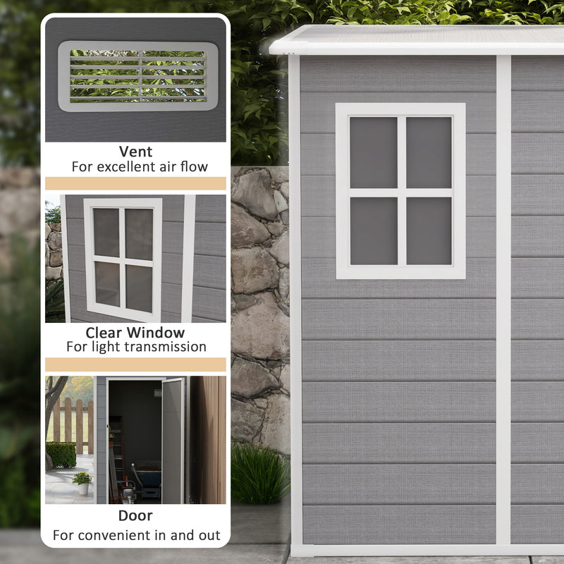4x5 Lean to Garden Shed with Window Lockable for Garden Tool Storage Grey