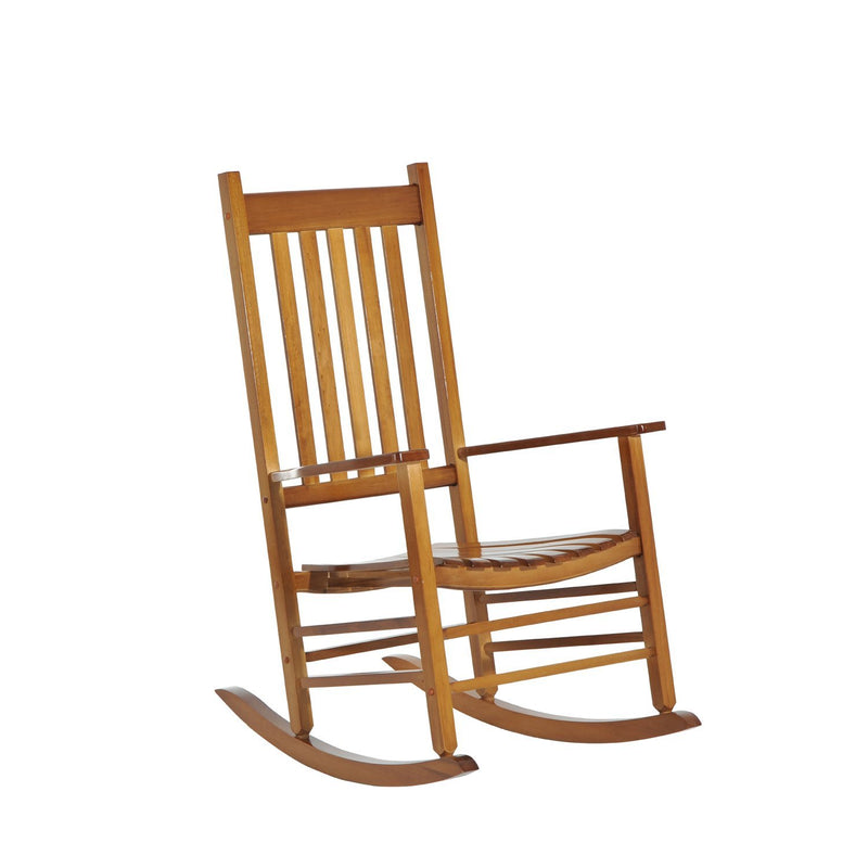 Outsunny - Wooden Porch Rocking Chair Outdoor Patio Rocker Garden Single Leisure Reclining Seat Armchair Natural