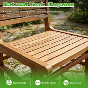Costway - Natural Wood Armless Patio Chair with Slanted Back and Slatted Seat