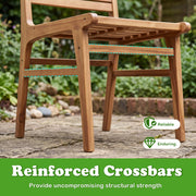 Costway - Natural Wood Armless Patio Chair with Slanted Back and Slatted Seat