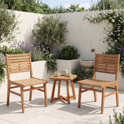 Costway - Natural Wood Armless Patio Chair with Slanted Back and Slatted Seat