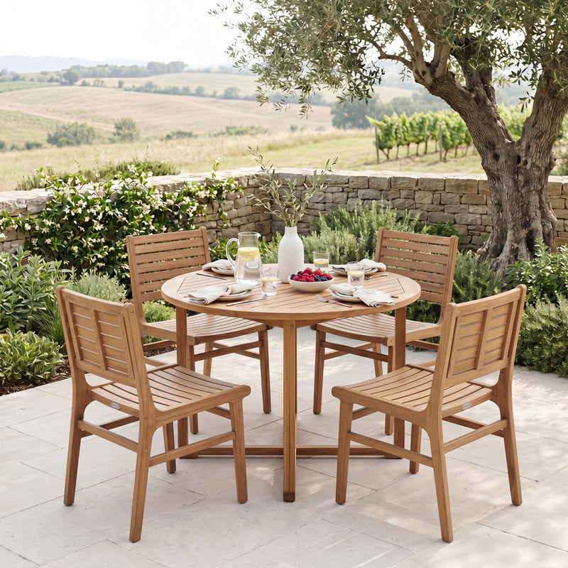 Costway - Natural Wood Armless Patio Chair with Slanted Back and Slatted Seat