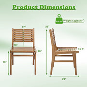 Costway - Natural Wood Armless Patio Chair with Slanted Back and Slatted Seat