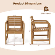 Costway - Natural Wood Patio Armchair with Slanted Back and Slatted Seat