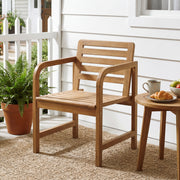 Costway - Natural Wood Patio Armchair with Slanted Back and Slatted Seat