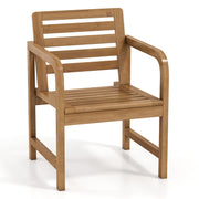 Costway - Natural Wood Patio Armchair with Slanted Back and Slatted Seat