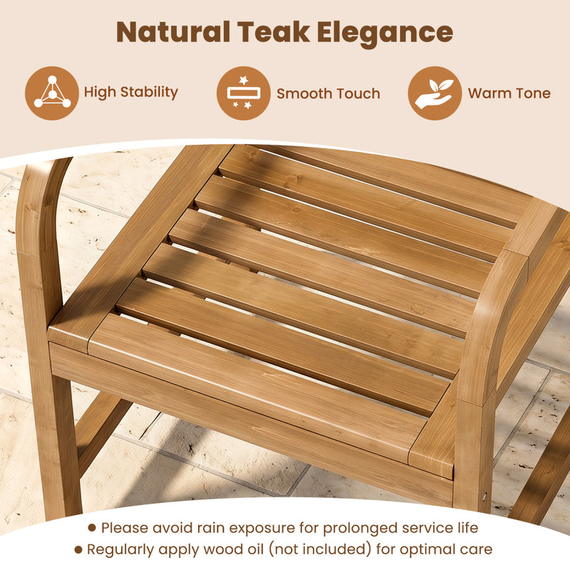Costway - Natural Wood Patio Armchair with Slanted Back and Slatted Seat