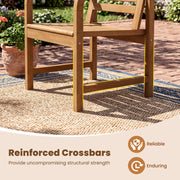 Costway - Natural Wood Patio Armchair with Slanted Back and Slatted Seat