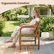 Costway - Natural Wood Patio Armchair with Slanted Back and Slatted Seat