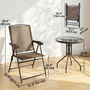 Outsunny - Folding Outdoor Bistro Set, Patio Table and Chairs with Reclining Backrest and Round Dining Table, Brown