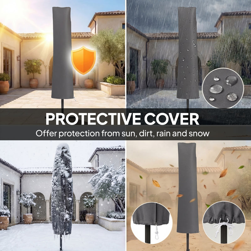 10FT Cantilever Patio Umbrella with 8 Ribs, Offset Patio Umbrella with Cover and Wind Ropes for Garden, Yard, Navy Blue