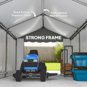 20' x 10' Portable Shed, Outdoor Storage Shed Tent with Roll-up Zipper Door and Removable Sidewalls, Light Grey