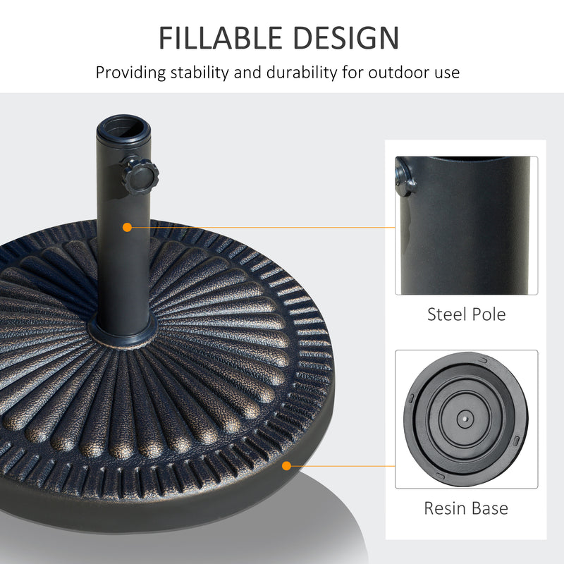 Outsunny - Round Umbrella Base Φ19.1", 31.5 lbs Resin Stand with Decorative Design for Poles 1.5"/1.9", Bronze — 84D-191