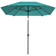 Outsunny - 7.6FT Aluminum Patio Umbrella Parasol 8 Ribs Outdoor Market Umbrella with Crank, Push Button Tilt for Deck, Backyard and Lawn, Sky Blue