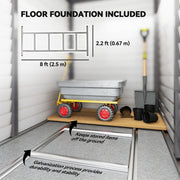 4.6' x 9' Steel Outdoor Storage Shed, Lean to Shed, Metal Tool House with Foundation Kit, Lockable Doors, Gloves and 2 Air Vents for Backyard, Patio, Lawn, Grey