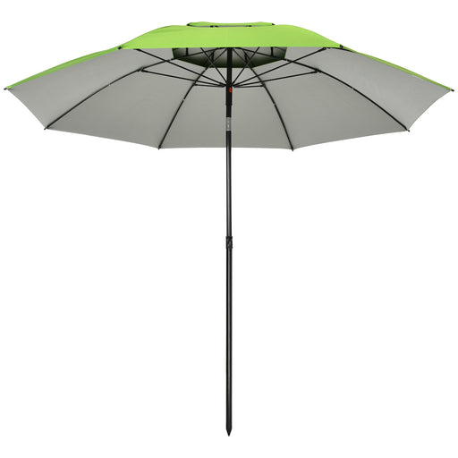 Outsunny - 6.6ft Arched Beach Umbrella, Angle Adjustable Patio Umbrella with Steel Frame, Carry Bag, UV30+ Outdoor Umbrella, Green