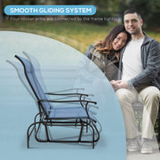 Outsunny - 3PCs Gliding Rocking Chair & Bistro Tea Table Set, Light Blue
