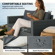 Outsunny - 2 Seater Outdoor Couch Patio Sofa with Deep Seat, Cushions, Wide Armrests for Garden, Balcony, Porch, Dark Grey