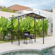 Outsunny - 8' x 5' Hardtop Grill Gazebo Aluminium BBQ Canopy Gazebo Outdoor Canopy with Side Shelves