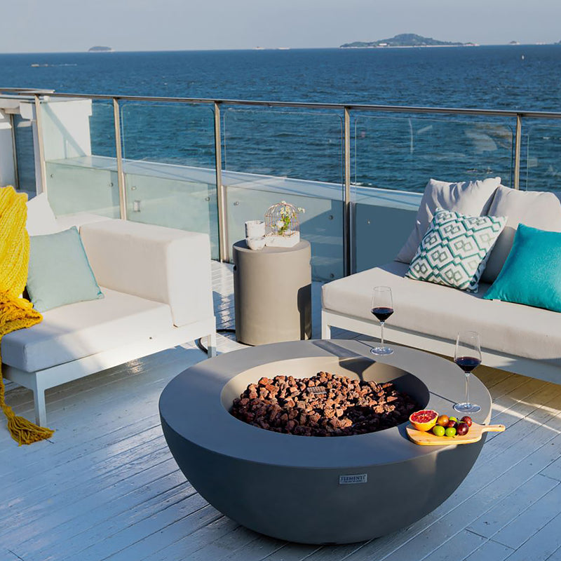 Elementi Lunar Bowl Fire Table - Light Gray