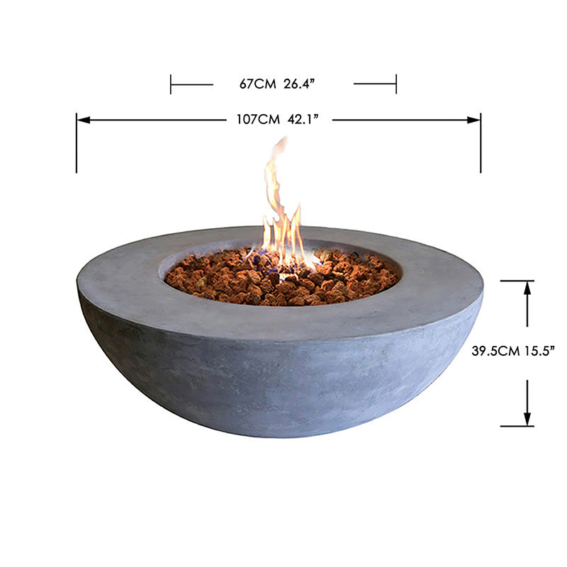 Elementi Lunar Bowl Fire Table - Light Gray