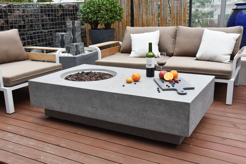 Elementi Metropolis Fire Table - Light Gray
