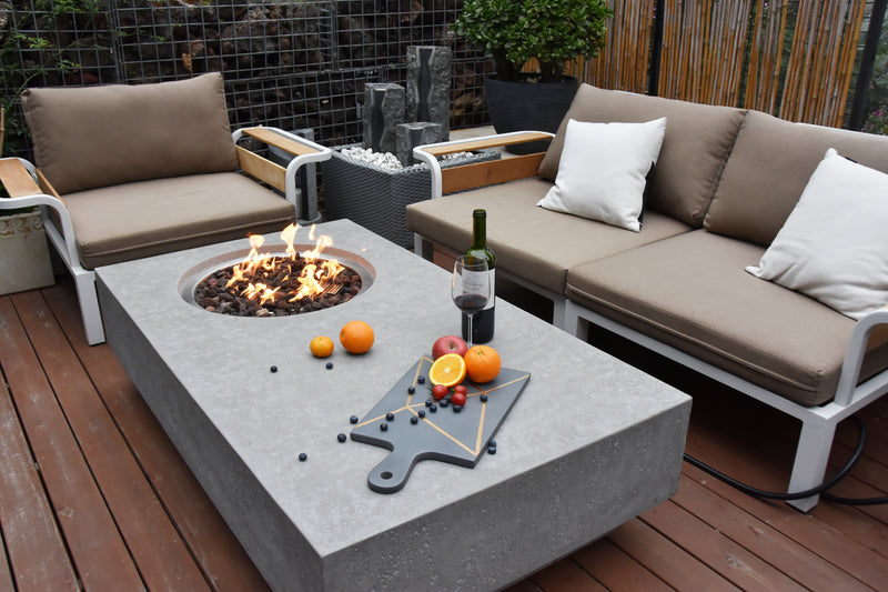 Elementi Metropolis Fire Table - Light Gray
