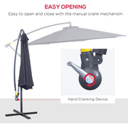 10' Deluxe Patio Umbrella Outdoor Market Parasol Banana Hanging Offset Sunshade Crank Cross Base Black